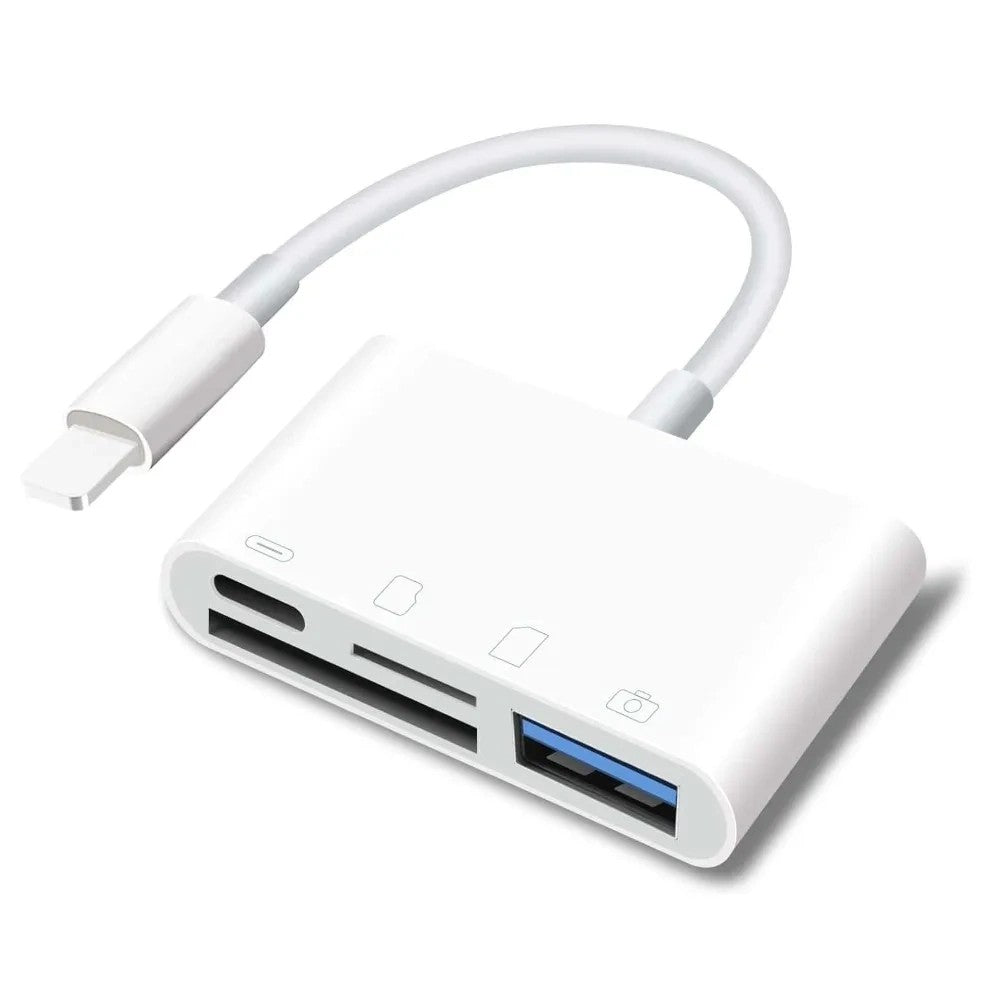 Adaptador Lector de Tarjetas Trove RXY-033 4 en 1 Lightning a TF/SD/USB Único