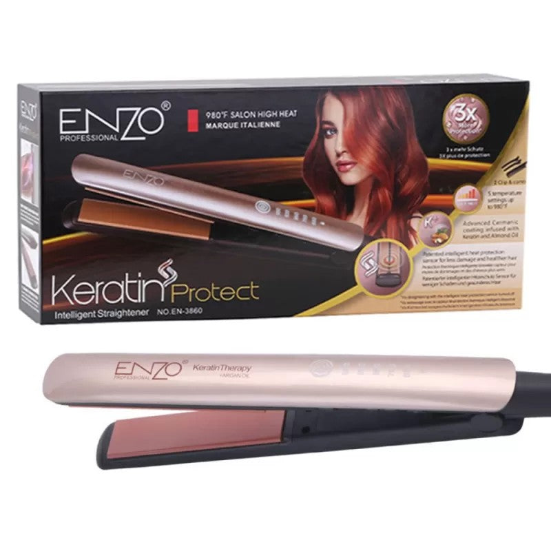 Alisador de Cabello Enzo EN-3860 Keratin Protect Bivolt Silver