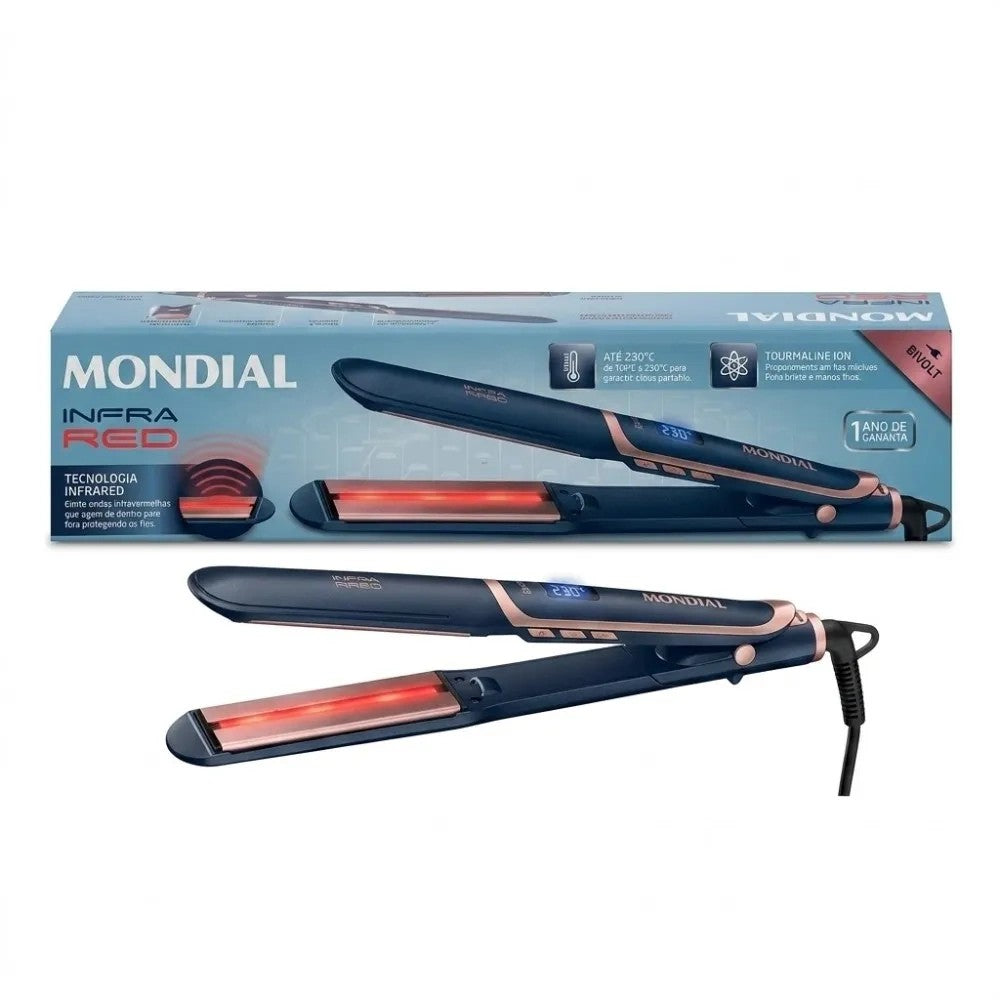 Alisador de Cabello Mondial P-01-IR Infra Red 230°C Bivolt Azul/Rosa