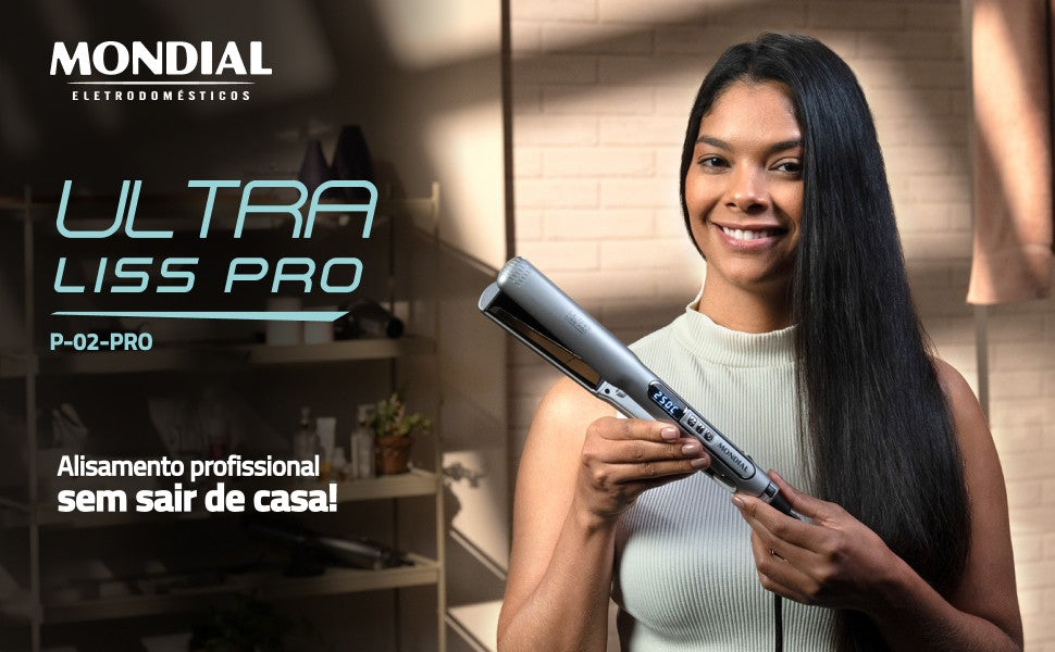 Alisador de Cabello Mondial P-02-PRO MCH 250°C Cable 360° Bivolt Único
