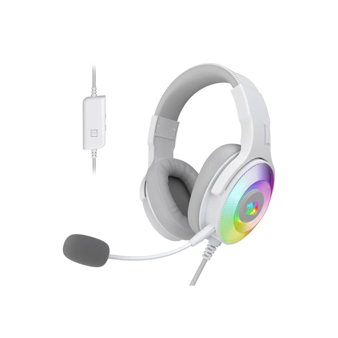 Auricular Gamer Redragon Pandora 2 H350 RGB USB con Adaptador Blanco