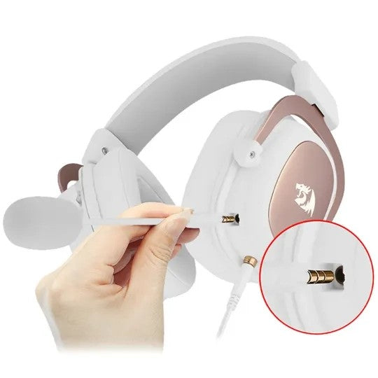 Auricular Gamer Redragon Zeus 2 H510 Blanco/Oro Rosa