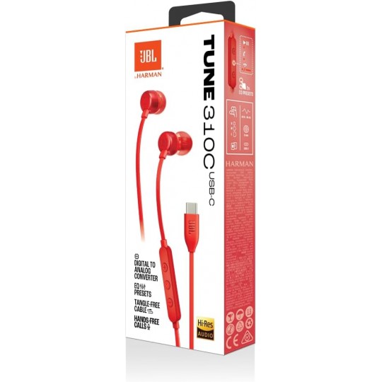 AURICULAR JBL T310 USB-C RED
