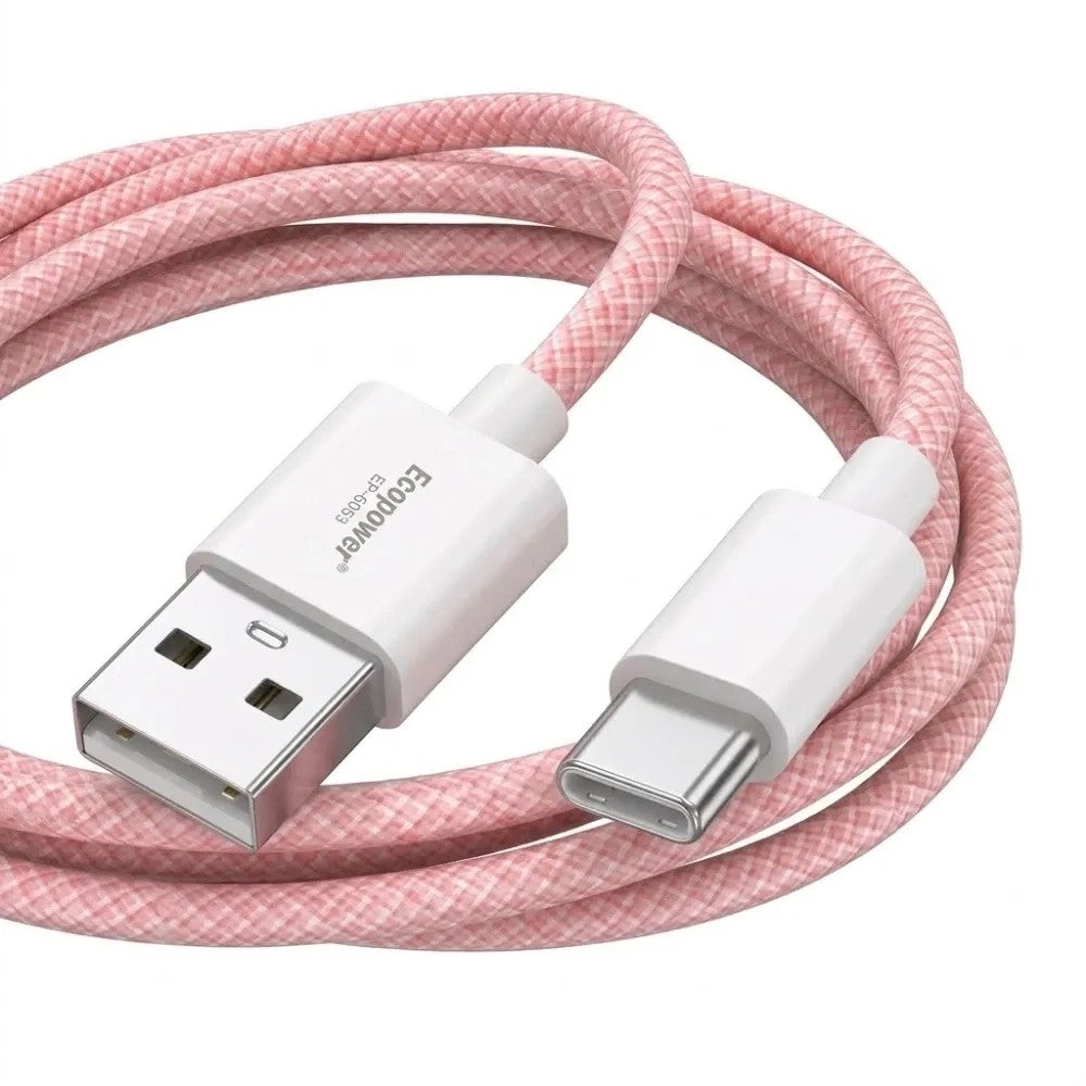Cable Ecopower EP-6053 USB-C 3A 1M Rosa