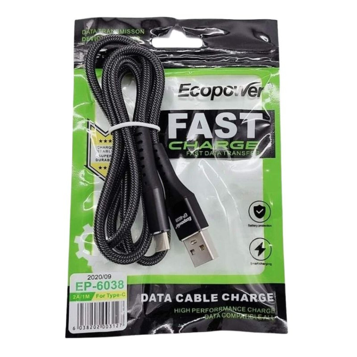 Cable Ecopower EP-6054 USB-A a USB-C 1M Azul