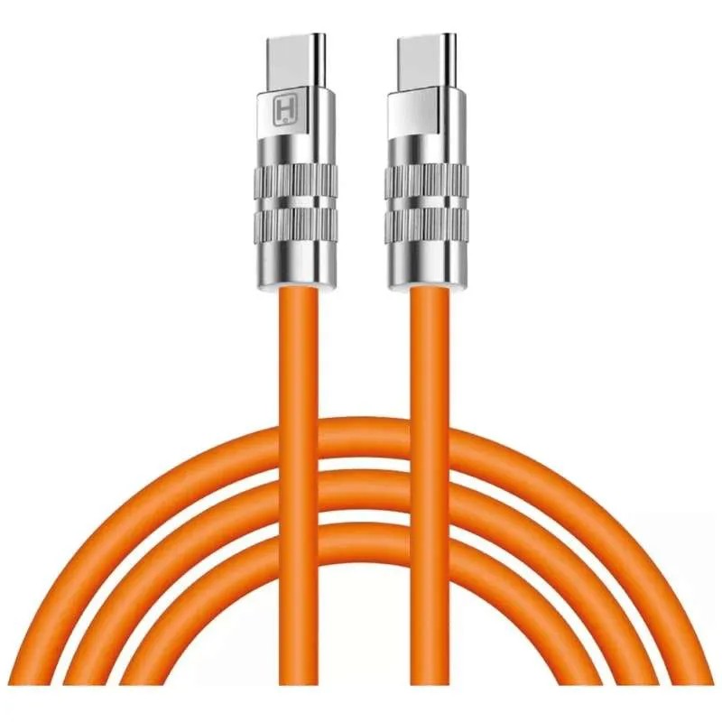 Cable Hrebos CB-305C Armor Slim USB-C a USB-C 1M Orange