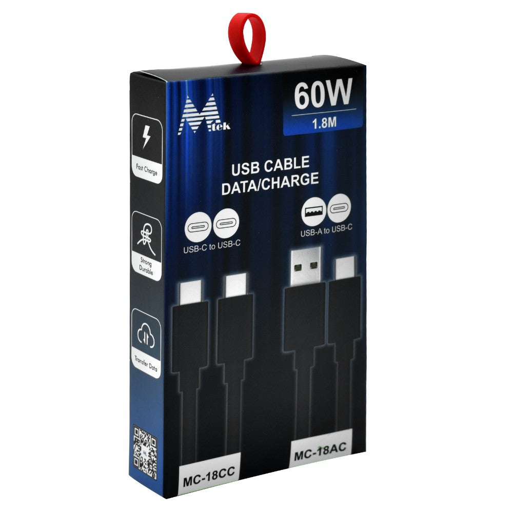 Cable MTEK MC-18AC USB-A a USB-C 60W 1.8M Único