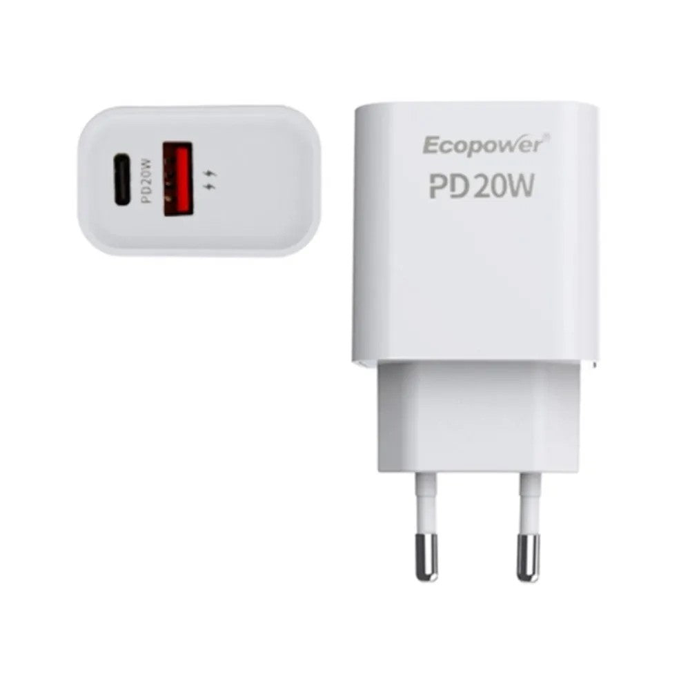 Cargador Ecopower EP-7038 20W USB-C/USB-A Blanco