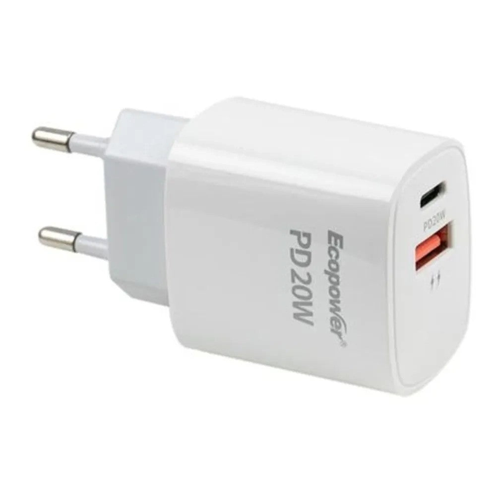 Cargador Ecopower EP-7038 20W USB-C/USB-A Blanco