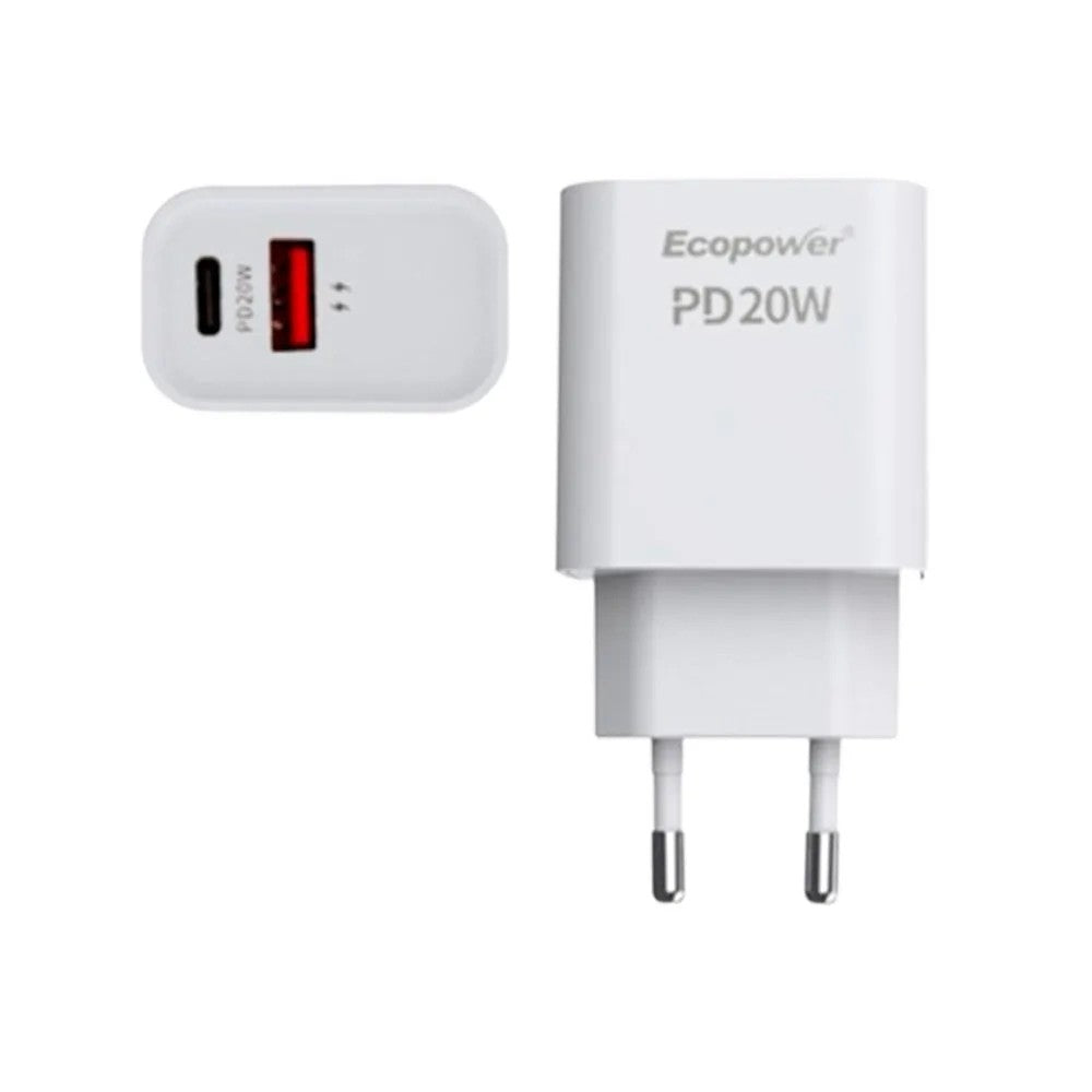 Cargador Ecopower EP-7045 USB-C/USB-A 30W Blanco