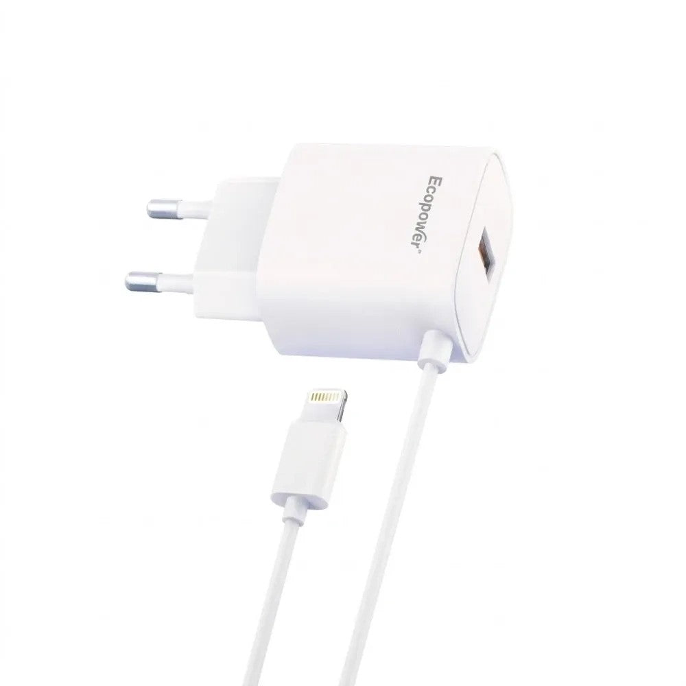 Cargador Ecopower EP-7066 Lightning/USB-A 20W Blanco