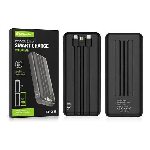 Cargador Portátil Ecopower EP-C879 12000mAh Negro