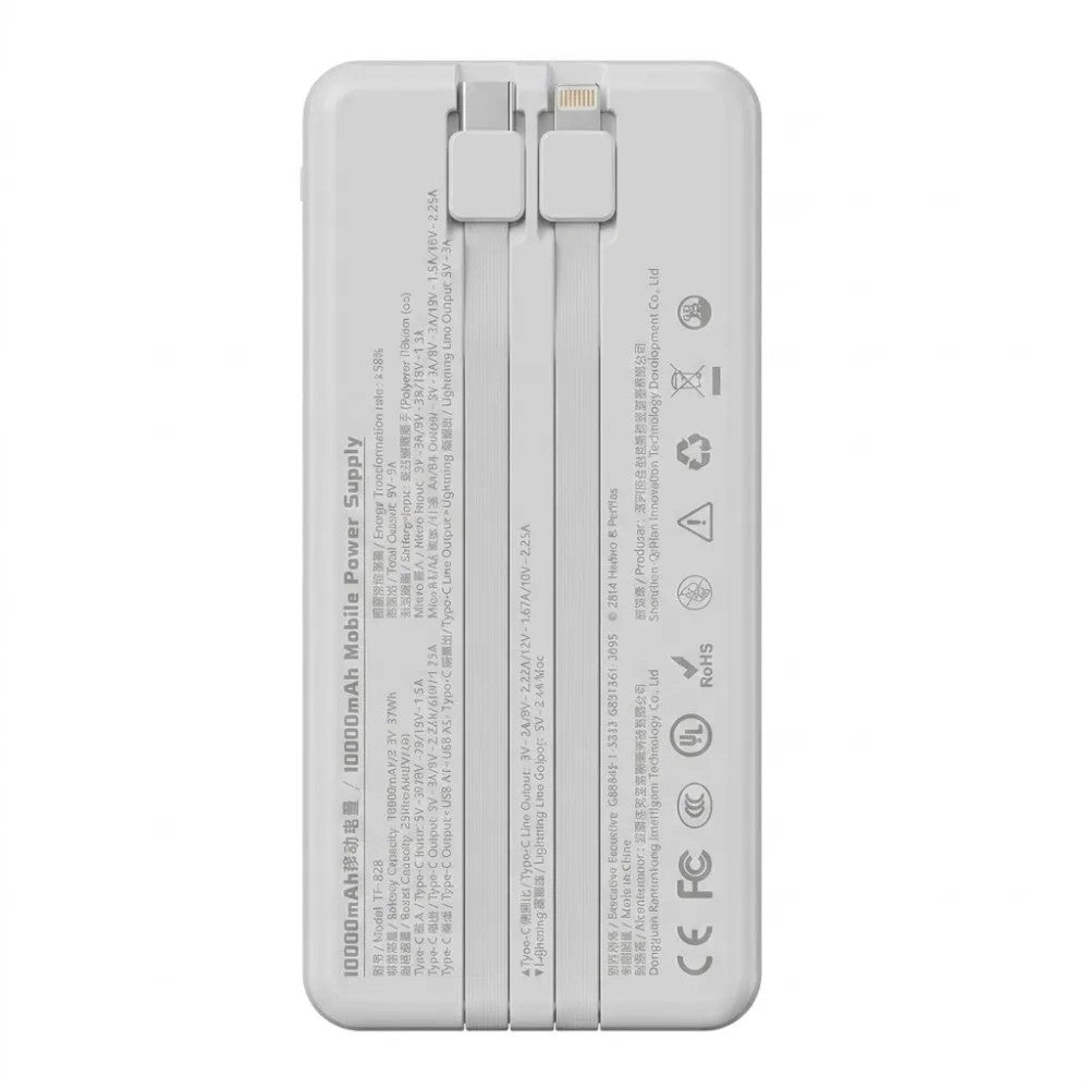 Cargador Portátil Transformers TF-D28 10000mAh con Cable White