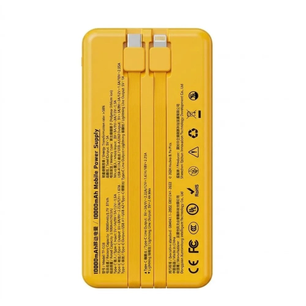 Cargador Portátil Transformers TF-D28 10000mAh con Cable Yellow