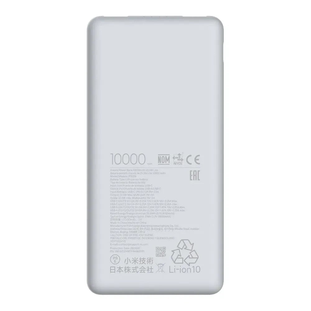Cargador Portátil Xiaomi Power Bank Lite 10000mAh BHR9350GL 22.5W Gray