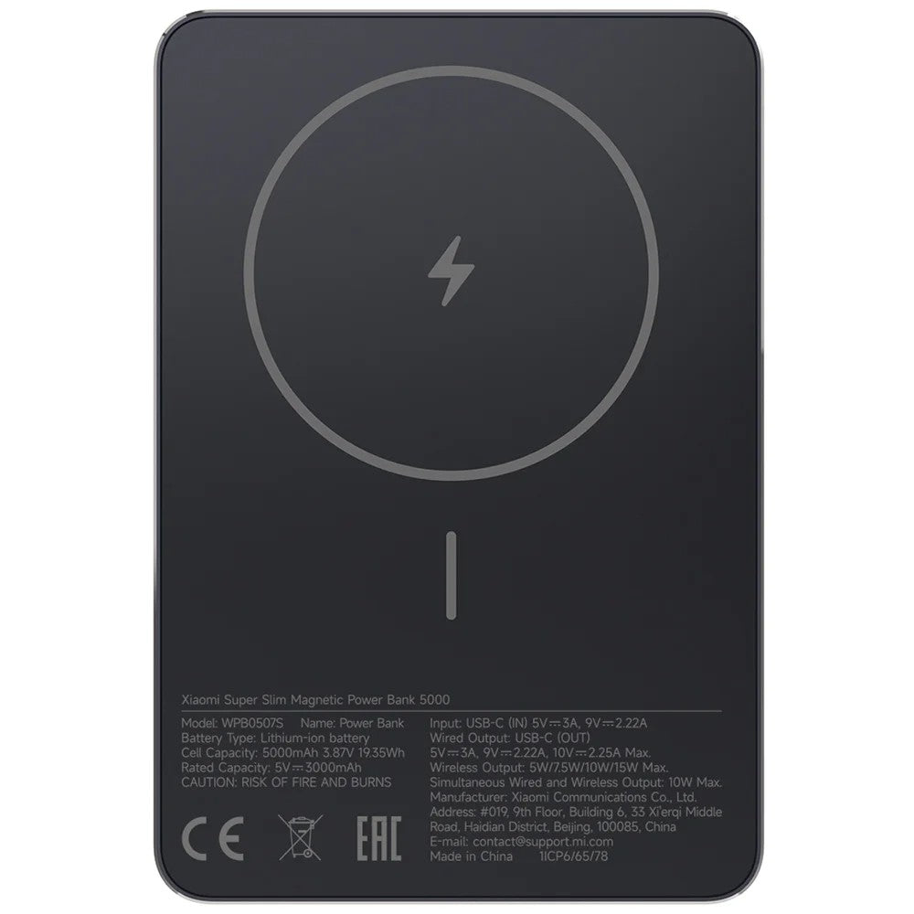 Cargador Portátil Xiaomi Super Slim Magnetic 5000mAh Black