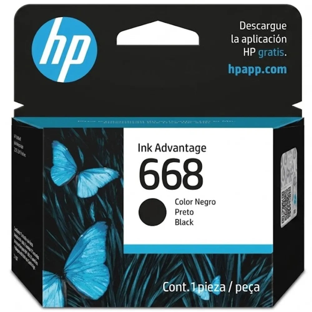 Cartucho de Tinta HP 668 Negro 3ml Único