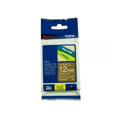 Cinta Brother TZe-MQ835 12mm Blanco sobre Dorado Único