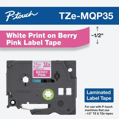 Cinta Brother TZe-MQP35 12mm Blanco sobre Fucsia Único