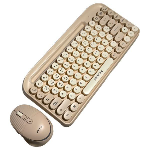 Combo Teclado y Mouse Inalámbrico FTX FTXGK01 Portugués Dorado