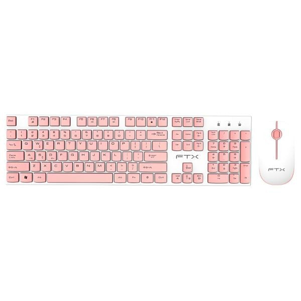 Combo Teclado y Mouse Inalámbrico FTX FTXGK600 Español Blanco/Rosa