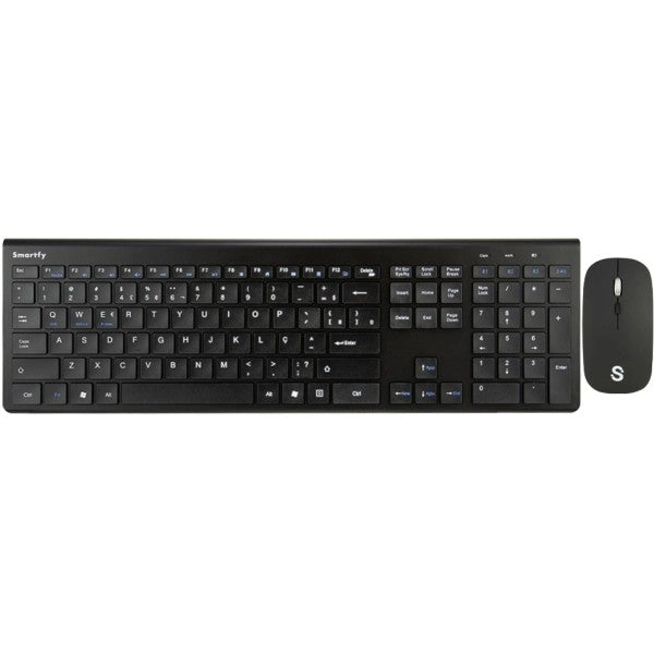 Combo Teclado y Mouse Inalámbrico Smartfy TW02B Portugués Black