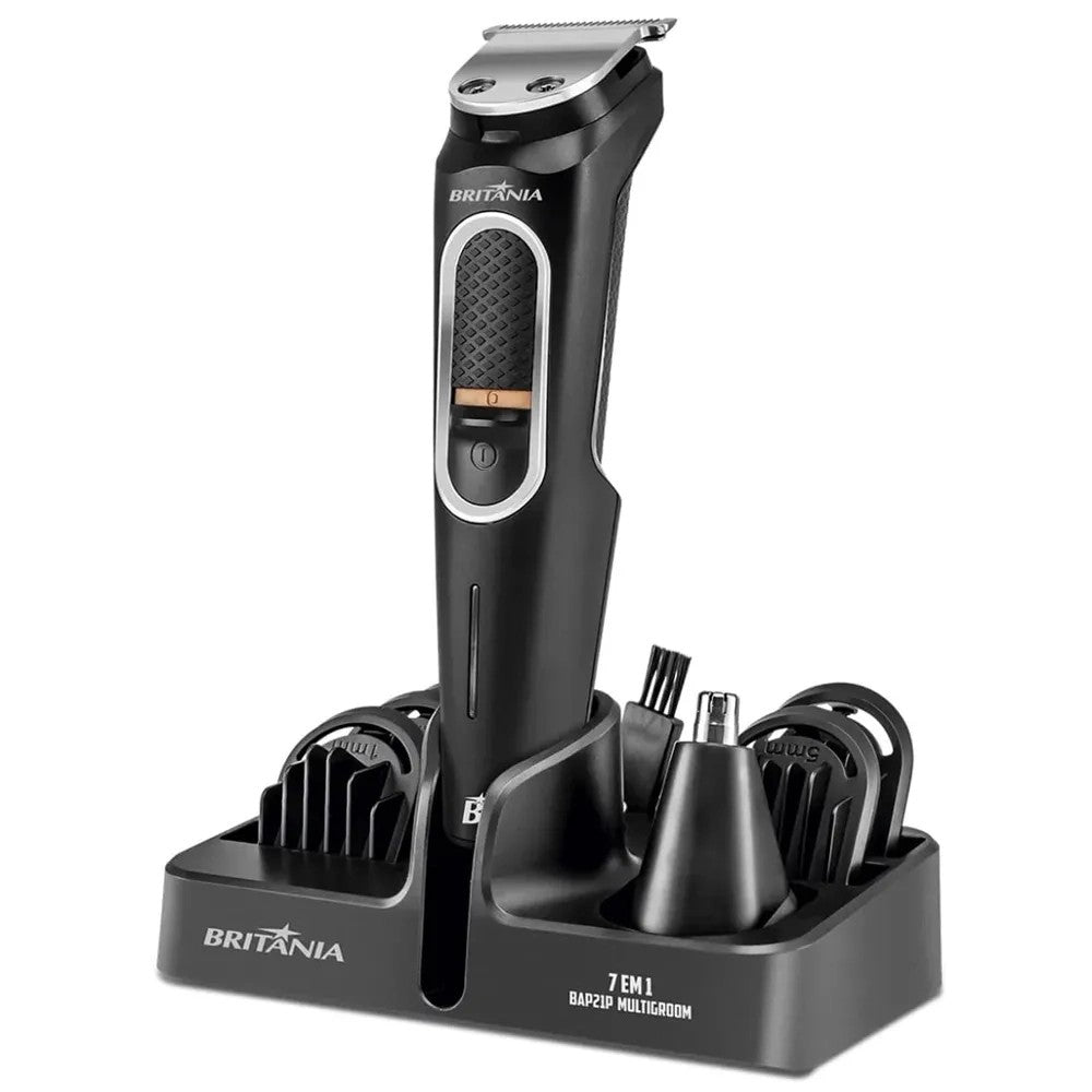 Cortadora de Pelo Britania BAP21P Multigroom 7 en 1 Recargable Bivolt Negro