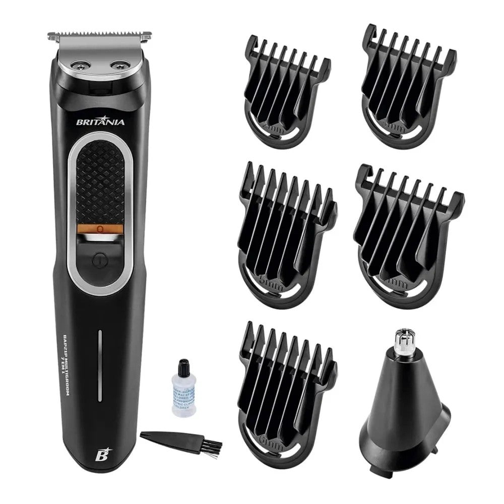 Cortadora de Pelo Britania BAP21P Multigroom 7 en 1 Recargable Bivolt Negro