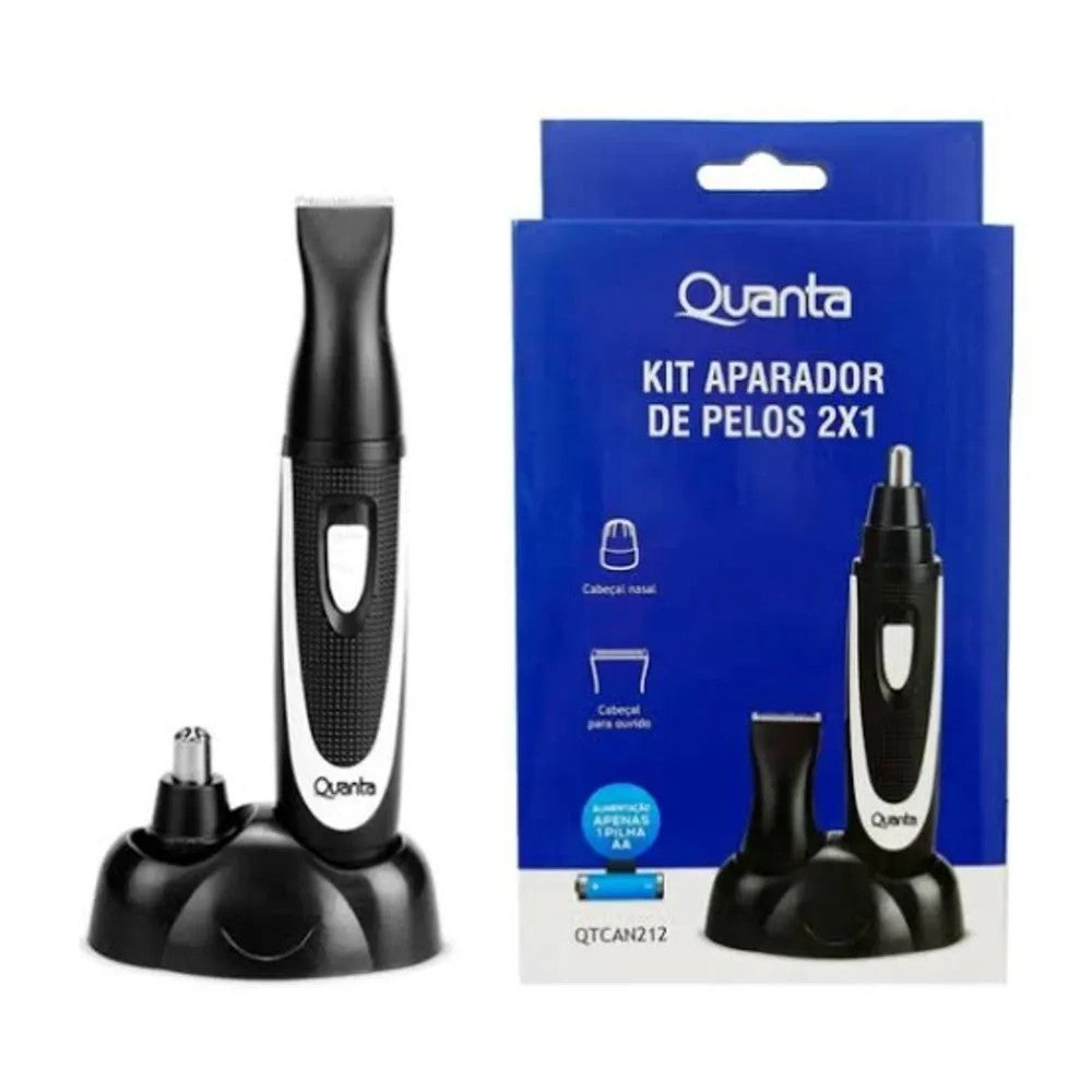 Cortadora de Pelo Nasal Quanta QTCET21 2 en 1 a Pila AA Negro