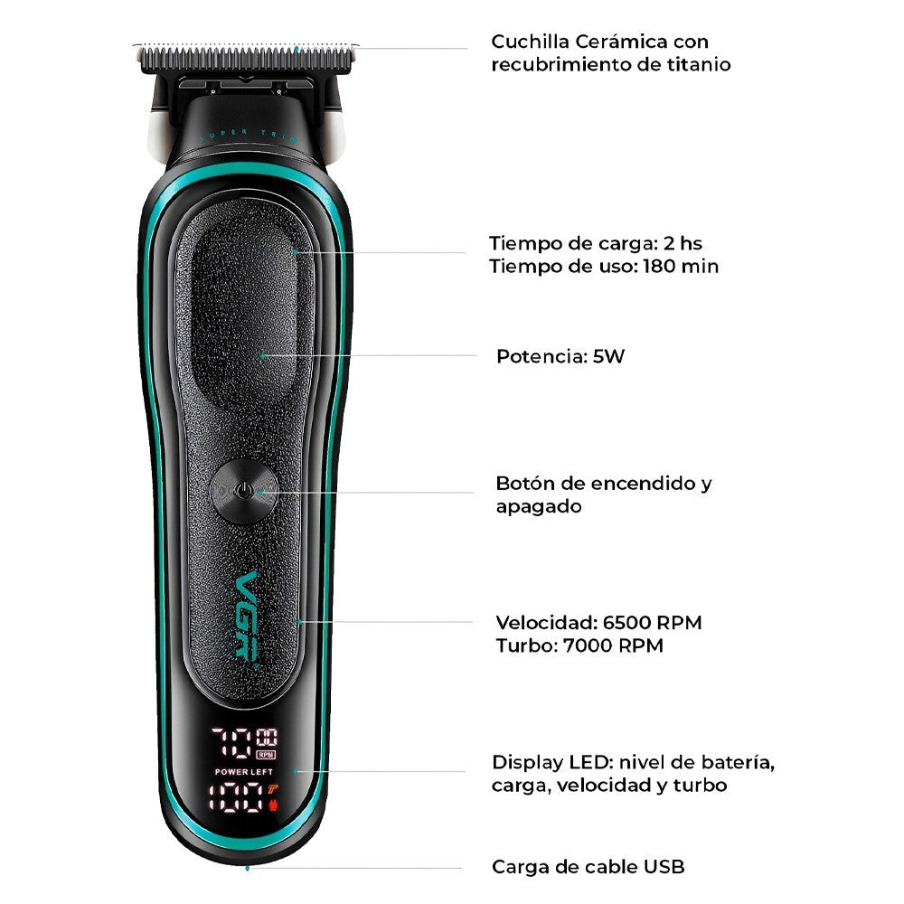 Cortadora de Pelo VGR V-250 USB Único