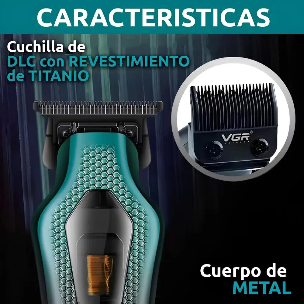 Cortadora de Pelo VGR V-997 1300mAh USB Recargable Green