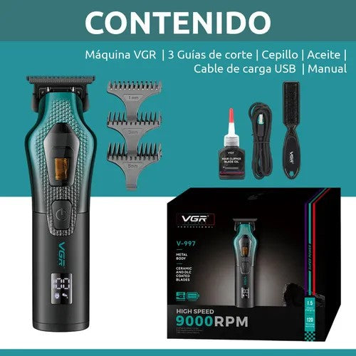 Cortadora de Pelo VGR V-997 1300mAh USB Recargable Green