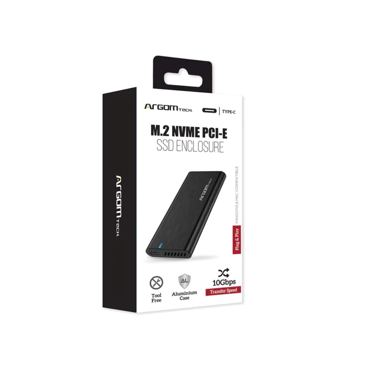 Gabinete para SSD M.2 NVMe Argom ARG-AC-1038 10Gbps Negro