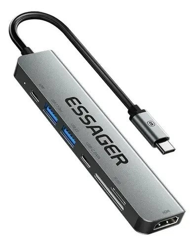 Hub USB-C Essager 7 en 1 HDMI 4K Dark Gray