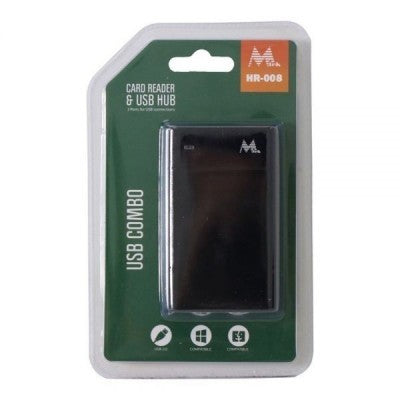 Hub USB MTEK HR-008 3 Puertos con Lector de Memoria Negro