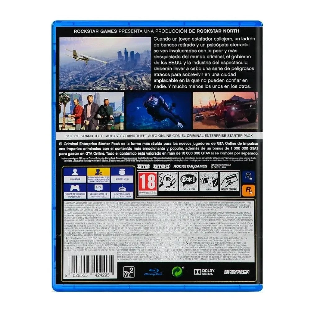 Juego PS4 Grand Theft Auto V Premium Edition Único