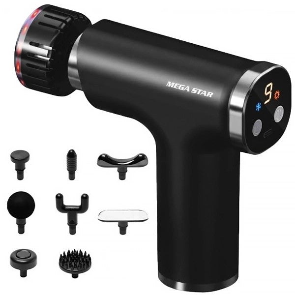 Masajeador Muscular Megastar FMA14 9 Cabezales Recargable Black