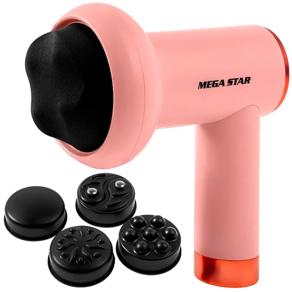 Masajeador Muscular Megastar FMA4R 5 Cabezales Recargable Rosa