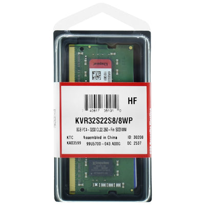 Memoria RAM Kingston ValueRAM KVR32S22S8/8 8GB DDR4 3200MHz para Notebook Único