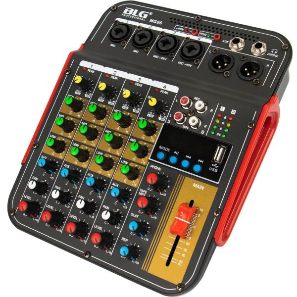 Mesa de Sonido BLG MG-06 4 Canales Bluetooth/USB Único