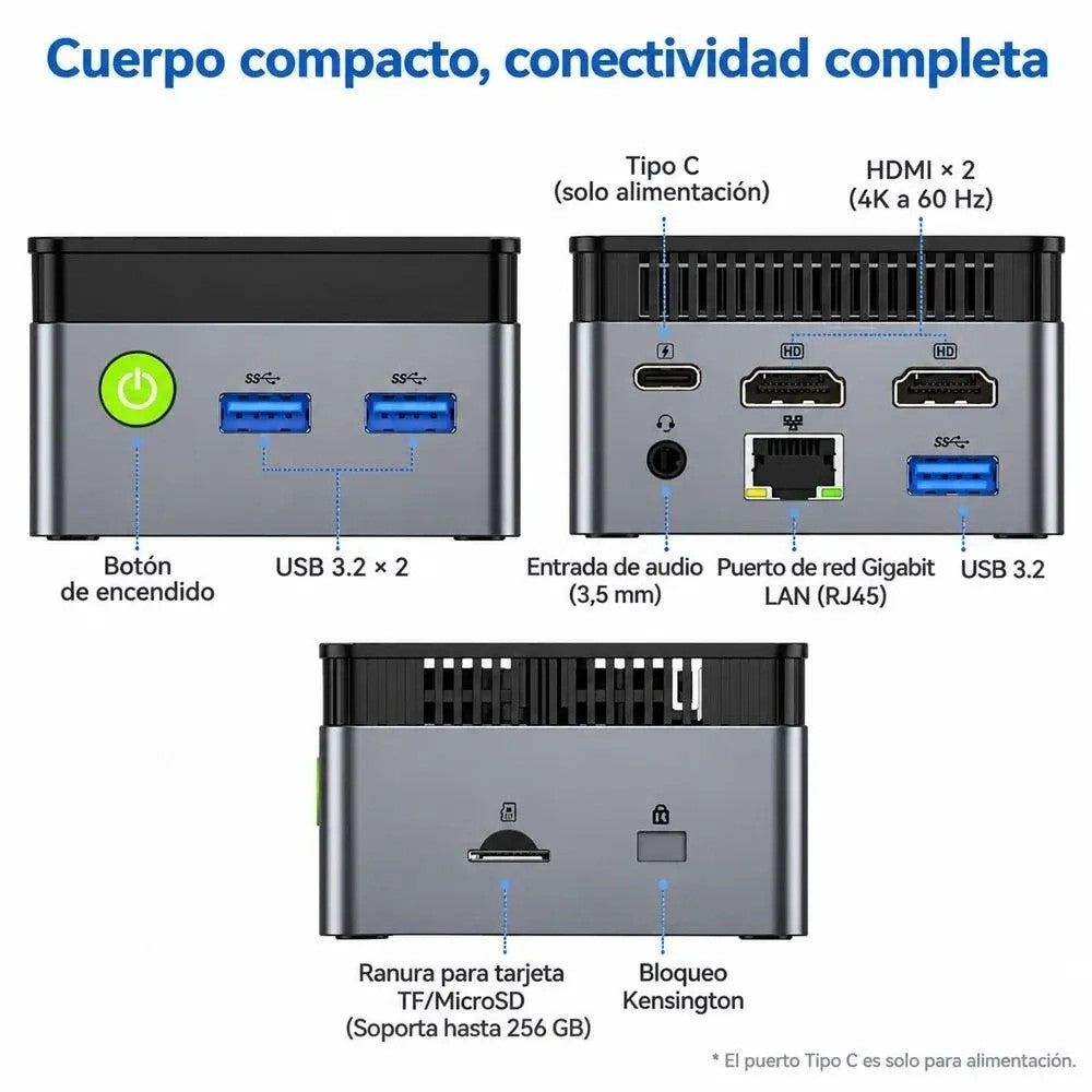 Mini PC GMKtec NucBox G5S Intel N5095 8/256GB + 8GB RAM Adicional Black/Grey
