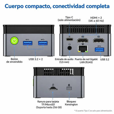 Mini PC GMKtec NucBox G5S Intel N5095 8/256GB + 8GB RAM Adicional Black/Grey