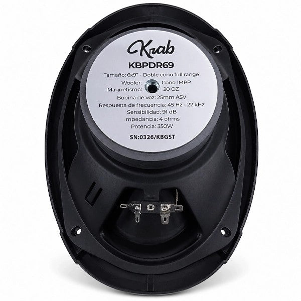 Parlante para Auto Krab KBPDR69 6x9" Dual Full Range 350W 2 Vías Único