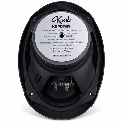 Parlante para Auto Krab KBPDR69 6x9" Dual Full Range 350W 2 Vías Único