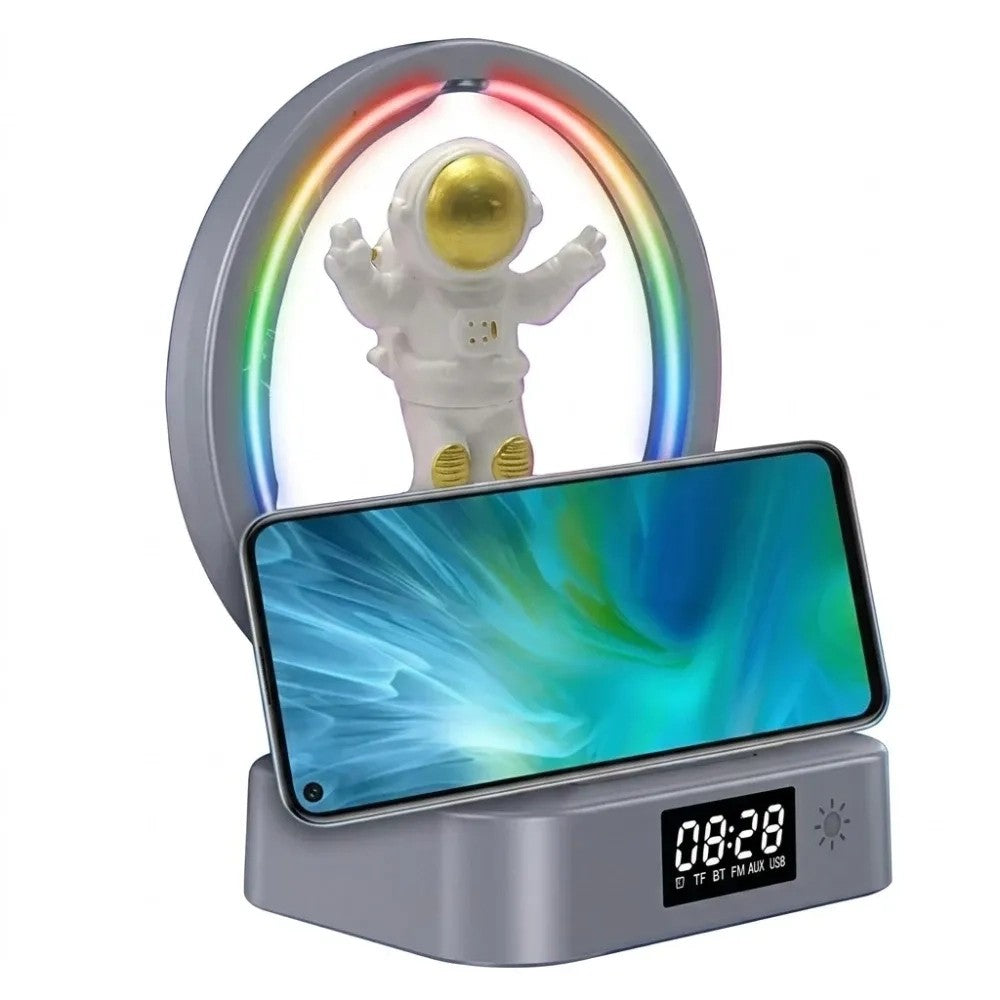 Parlante Smart Vision Y-558 RGB Bluetooth/FM con Cargador Wireless 5W Silver