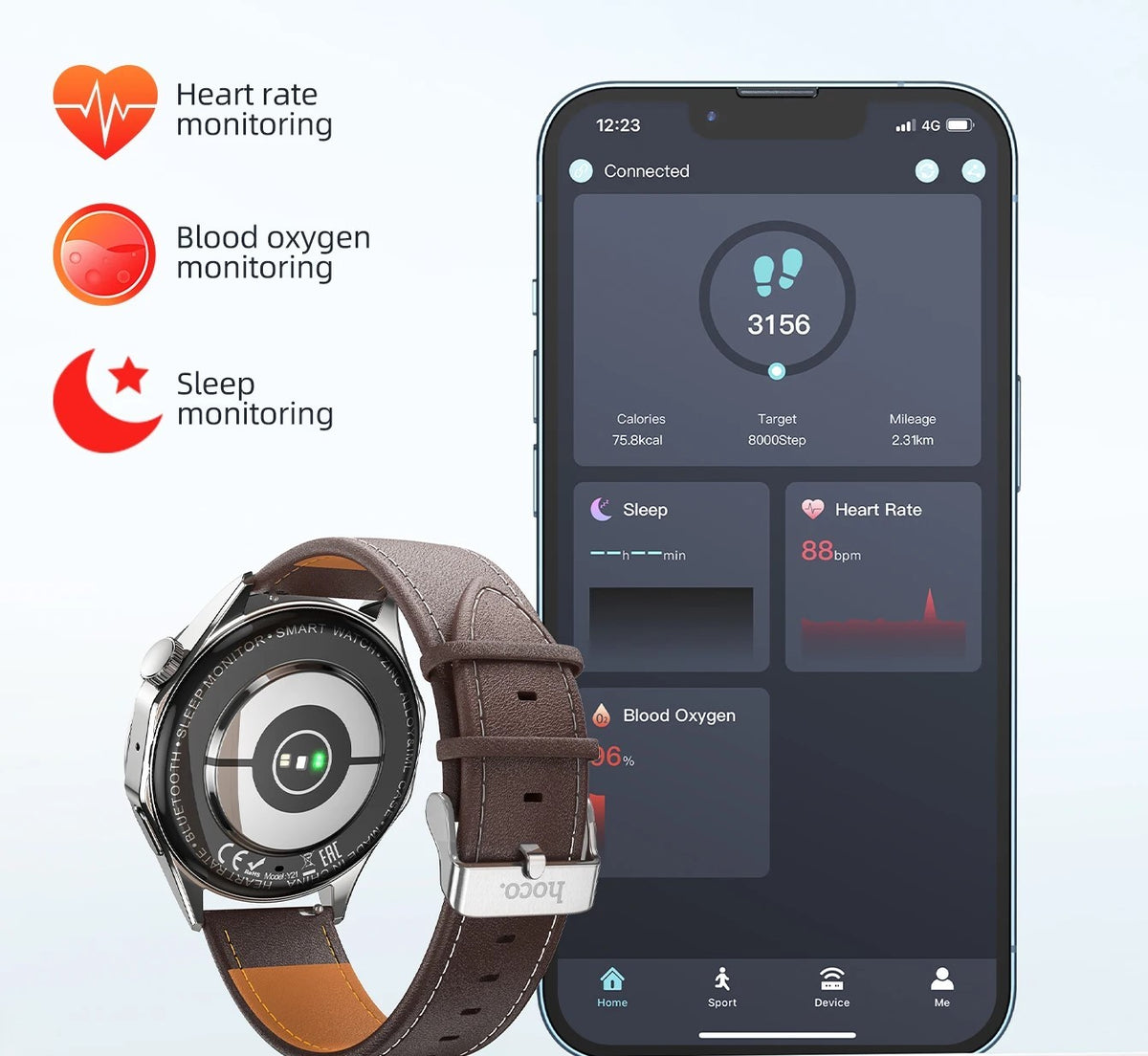 Reloj Smart Hoco Watch Y21 Silver/Marron