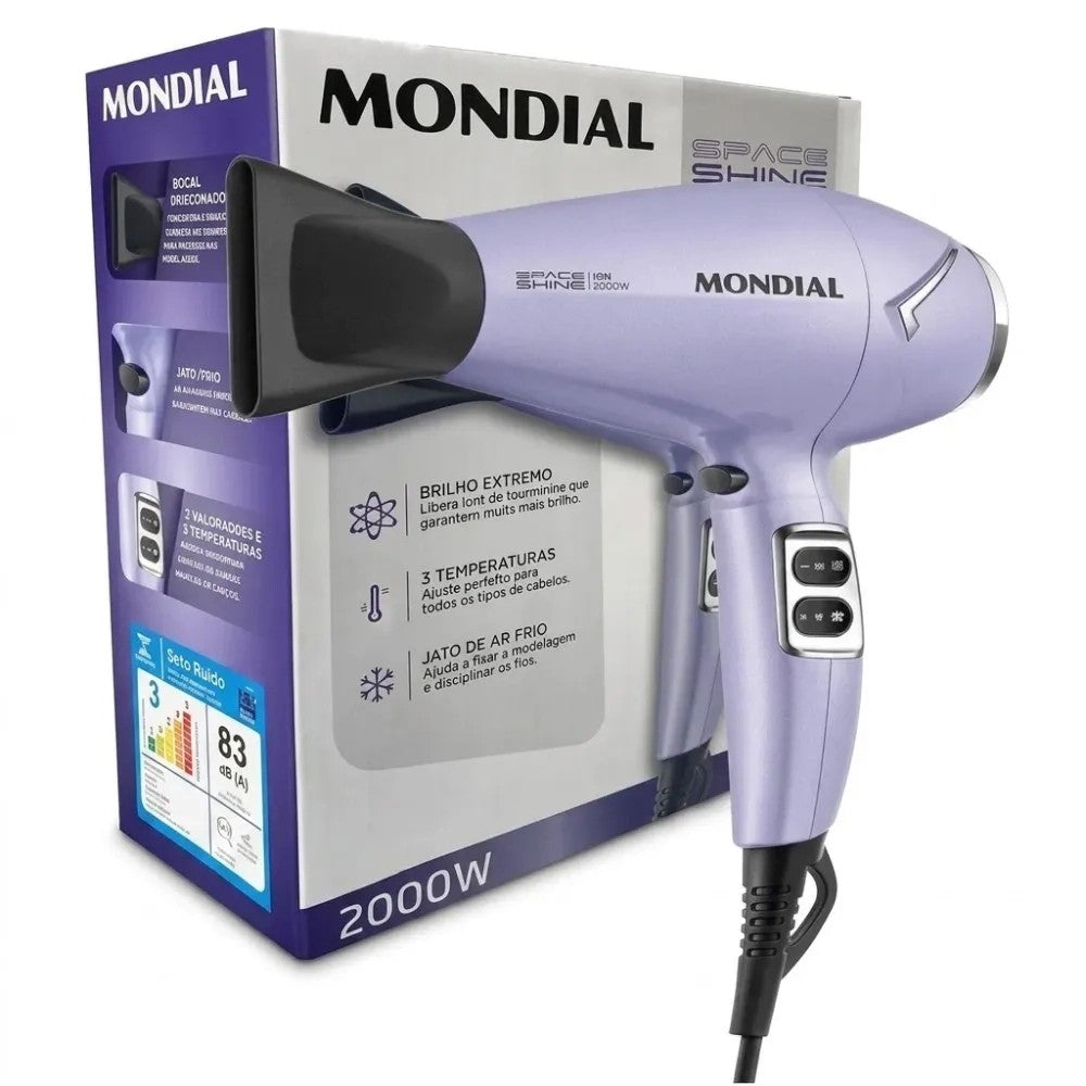 Secador de Cabello Mondial SC-21 Space Shine 2200W Bivolt Lila