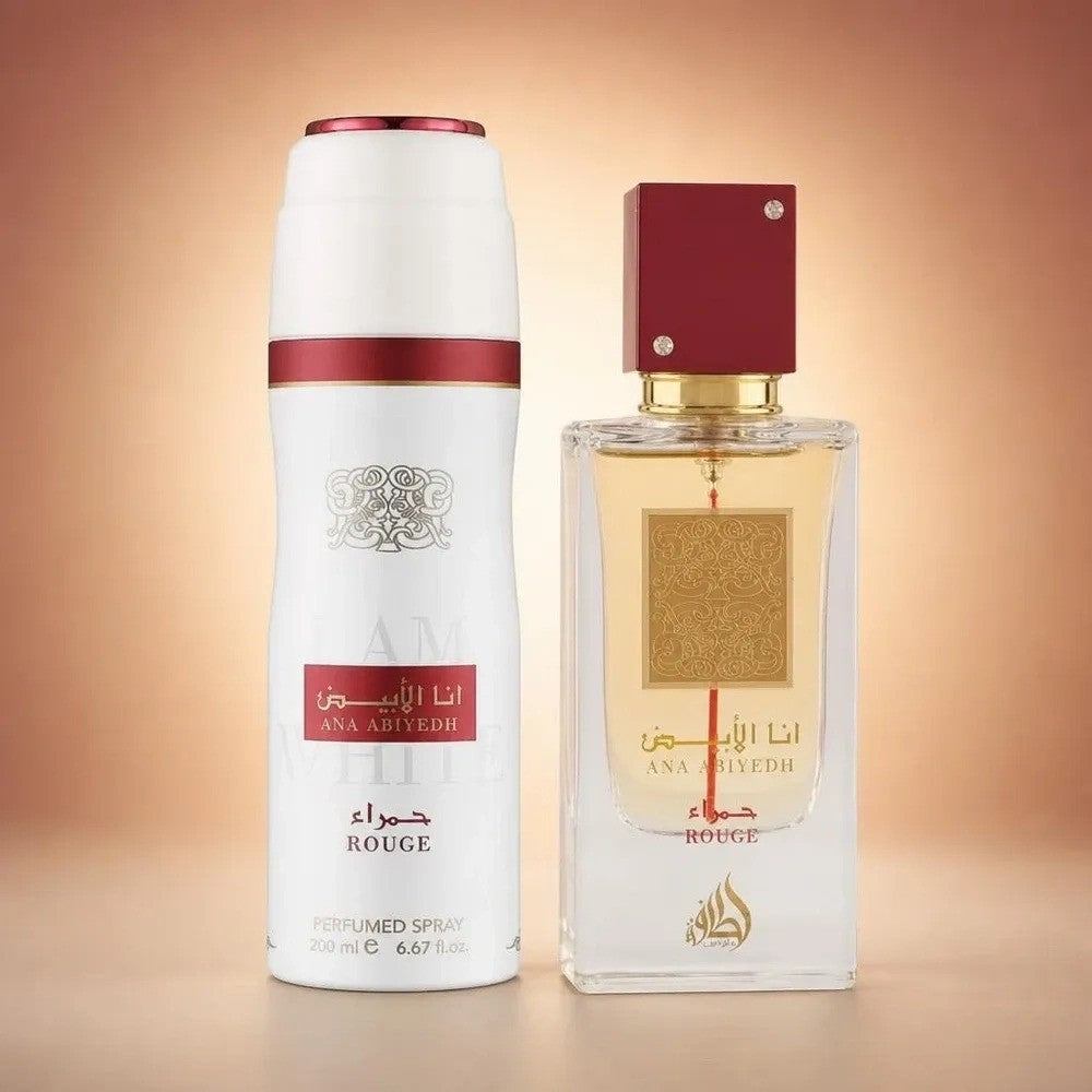 Set Perfume Lattafa Ana Abiyedh Rouge 60ML + Desodorante 200ML EDP Único