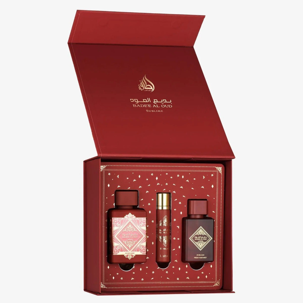 Set Perfume Lattafa Badee Al Oud Sublime 100ML + 12ML + 50ML EDP Único