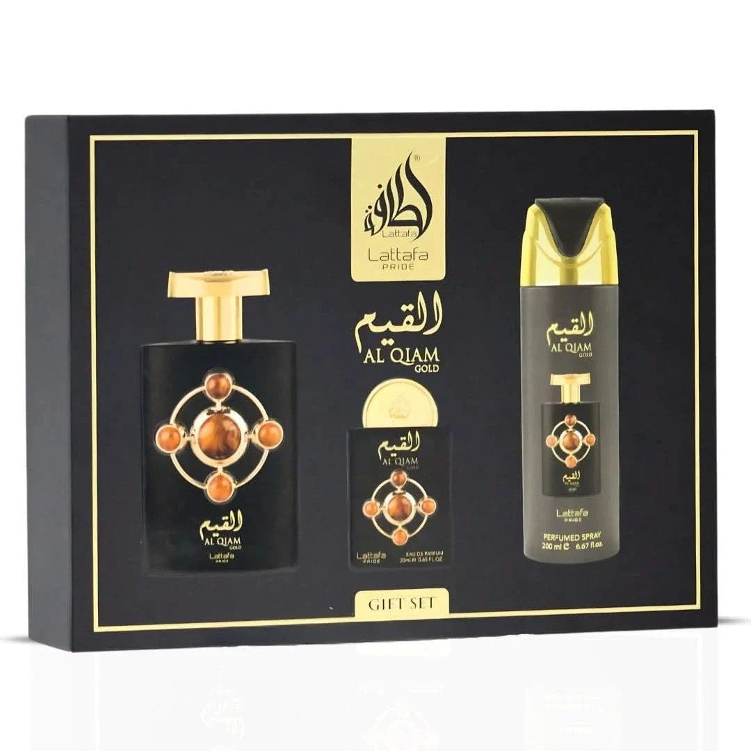 Set Perfume Lattafa Pride Al Qiam Unisex 100ML + 20ML + Body Spray 200ML EDP Único